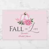 Fall Liebe Rosa Kürbis Rustikales Brautparty Schaumweinetikett (Einzelnes Label)
