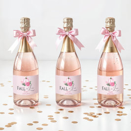 Fall Liebe Rosa Kürbis Rustikales Brautparty Schaumweinetikett