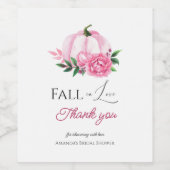 Fall Liebe Rosa Kürbis Rustikales Brautparty Weinetikett (Einzelnes Label)