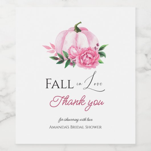 Fall Liebe Rosa Kürbis Rustikales Brautparty Weinetikett (Einzelnes Label)