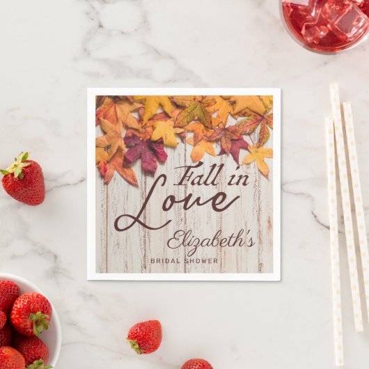 Fall Liebe Rustikales Holz Herbst verlässt Brautpa Serviette (Beispiel)