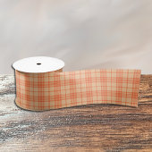 Fall Light Orange Tartan Pattern Ribbon Satinband