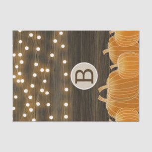 Fall Lights & Pumpkins Monogram Letter Initial Seidenpapier