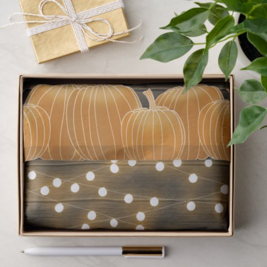 Fall Lights & Pumpkins Monogram Letter Initial Seidenpapier (Geschenk)