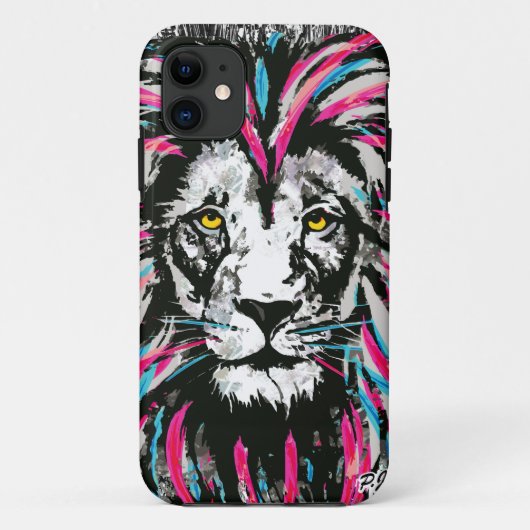 Fall Lion Head iPhone 11 | Blaurosa Lion Case-Mate iPhone Hülle (Rückseite)