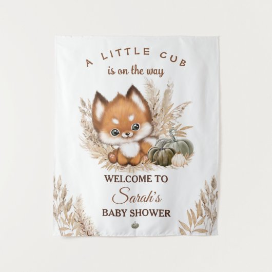 Fall Little Fox Baby Dusche Begrüßungszeichen Wandteppich (Vorderseite)
