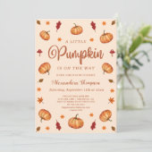 Fall Little Pumpkin Baby Dusche | Neutral Einladung (Stehend Vorderseite)
