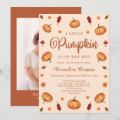 Fall Little Pumpkin Baby Dusche | Neutral Einladung (Vorne/Hinten)