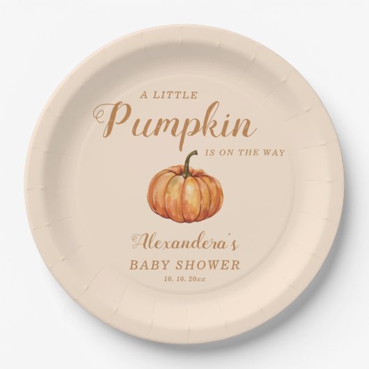 Fall Little Pumpkin Baby Dusche Pappteller (Vorderseite)