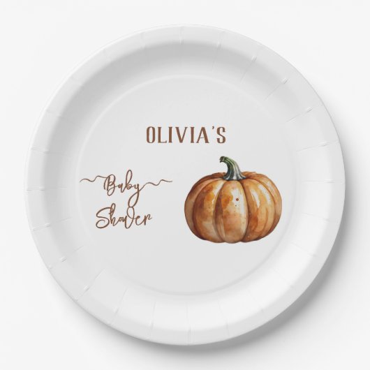 Fall Little Pumpkin Baby Dusche Pappteller (Vorderseite)
