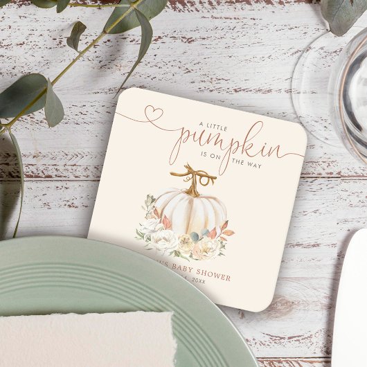 Fall Little Pumpkin Baby Dusche Rechteckiger Pappuntersetzer