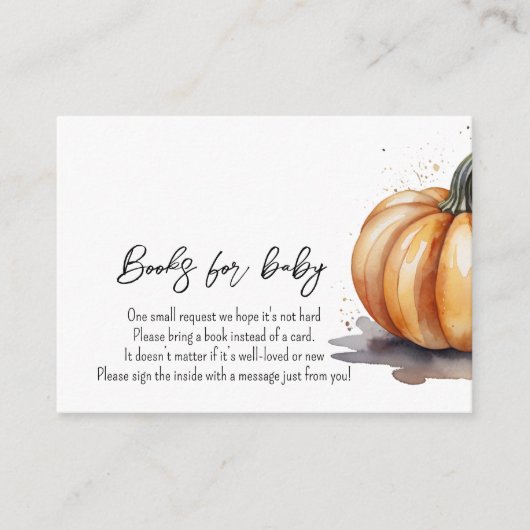 Fall Little Pumpkin Baby Shower Books for Baby Begleitkarte (Vorderseite)