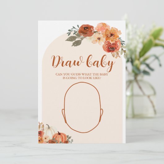 Fall Little Pumpkin Baby Shower Zeichnete das Baby Einladung (Stehend Vorderseite)