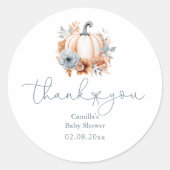 Fall Little Pumpkin Boy Babydusche Danke Runder Aufkleber (Vorderseite)