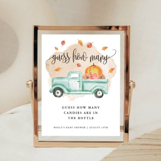 Fall Little Pumpkin Farm Truck schätzen wie viele  Poster
