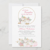 Fall Little Pumpkin Glitzer White Pink Baby Dusche Einladung (Vorderseite)