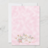 Fall Little Pumpkin Glitzer White Pink Baby Dusche Einladung (Rückseite)