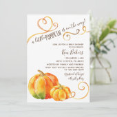 Fall Little Pumpkin Herbst Kinderdusche Einladung (Stehend Vorderseite)