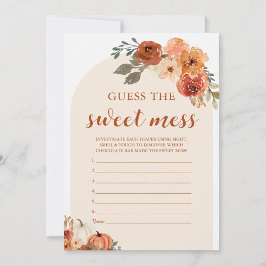 Fall Little Pumpkin Ratet die Sweet Mess Game Card Einladung (Vorderseite)