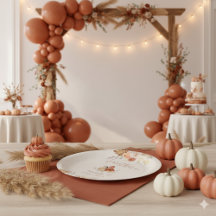 Fall Little Pumpkin Rustic Terracotta Babydusche