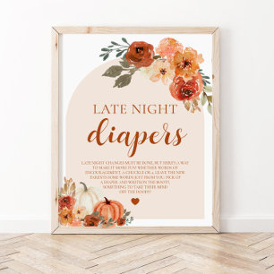 Fall Little Pumpkin Spate Night Diapers Baby Dusch Poster
