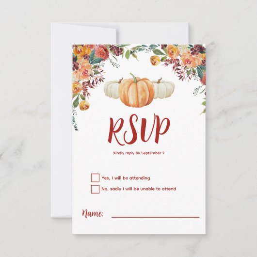 Fall Little Pumpkin UAWG Response Card RSVP Karte (Vorderseite)