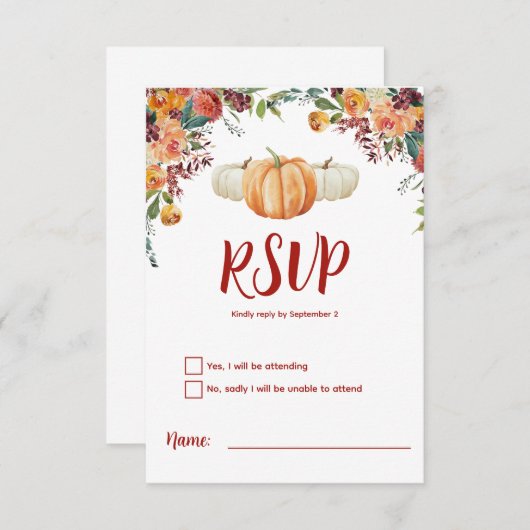 Fall Little Pumpkin UAWG Response Card RSVP Karte (Vorne/Hinten)