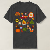 Fall Lover Collage Blätter Pumpkins Campfire T-Shirt (Design vorne)