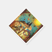 Fall Lovers Cats Forest Mushrooms Stars Night Sky Serviette (Ecke)