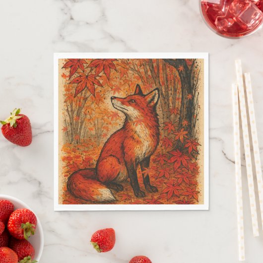 Fall Lovers Fox Forest Leaves Trees Serviette (Beispiel)