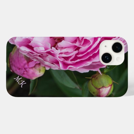 Fall "Lush Pink Peonies Monogram Case-Mate iPhone" Case-Mate iPhone Hülle (Rückseite (Horizontal))