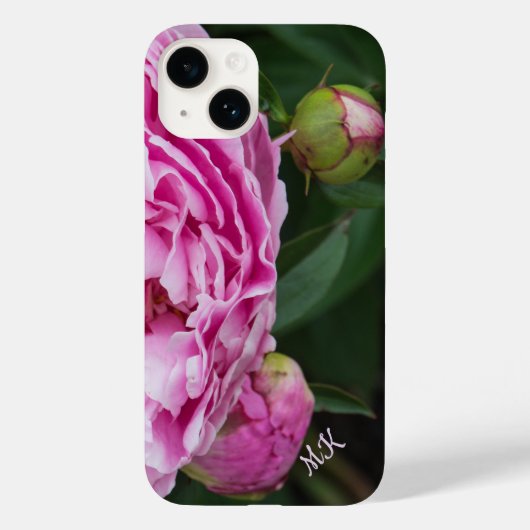 Fall "Lush Pink Peonies Monogram Case-Mate iPhone" iPhone Hülle (Rückseite)