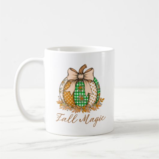 Fall Magic Patchwork Pumpkin Kaffee Tasse (Links)