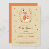 Fall Mama und Baby Fox Babydusche Ankündigung (Vorne/Hinten)