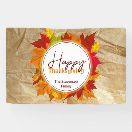 Fall Maple Blätter auf Papier Textur Erntedank Banner (Horizontal)