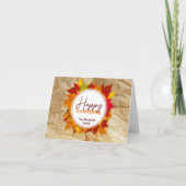 Fall Maple Blätter auf Papier Textur Erntedank Karte (Vorderseite)