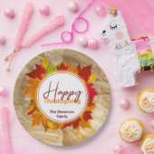 Fall Maple Blätter auf Papier Textur Erntedank Pappteller (Party)