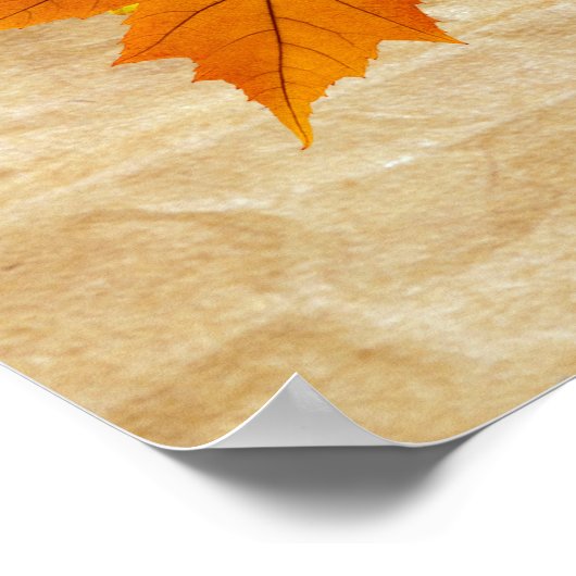 Fall Maple Blätter auf Papier Textur Erntedank Poster (Ecke)