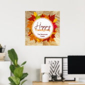 Fall Maple Blätter auf Papier Textur Erntedank Poster (Heimbüro)