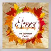 Fall Maple Blätter auf Papier Textur Erntedank Poster (Vorne)