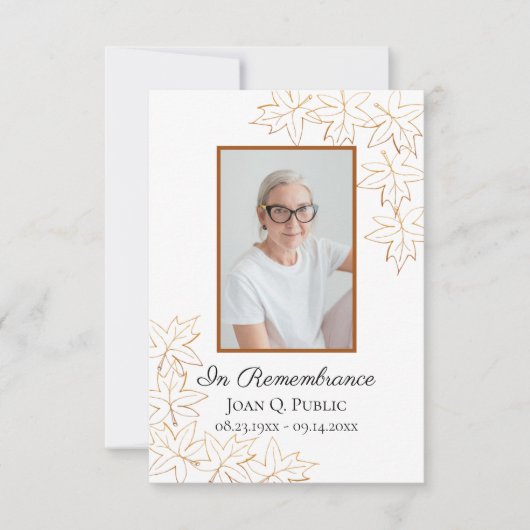 Fall Maple Blätter Beerdigung Weck Memorial Beilei Dankeskarte (Vorderseite)
