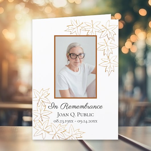 Fall Maple Blätter Beerdigungsdienst Gedenkstätte Programm