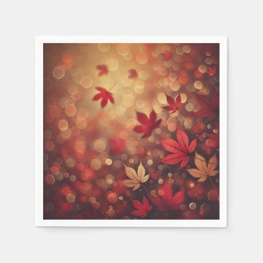 Fall Maple Blätter Bokeh Effekt Dekoupage Serviette (Vorderseite)
