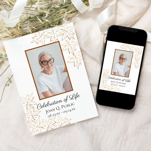 Fall Maple Blätter Edge Celebration of Life Einladung