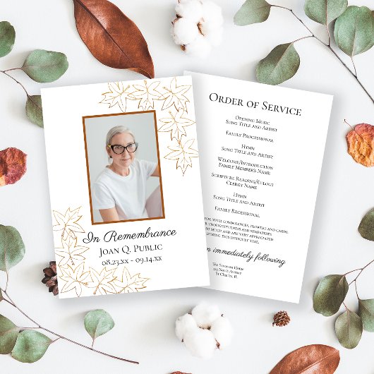 Fall Maple Blätter Edge Funeral Memorial Service Programm
