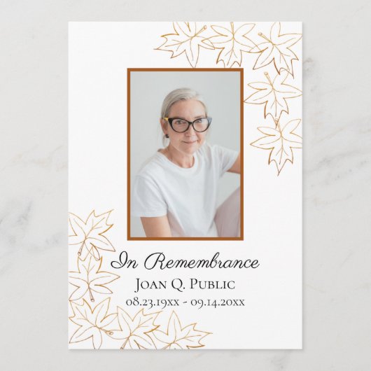 Fall Maple Blätter Edge Funeral Memorial Service Programm (Vorderseite)