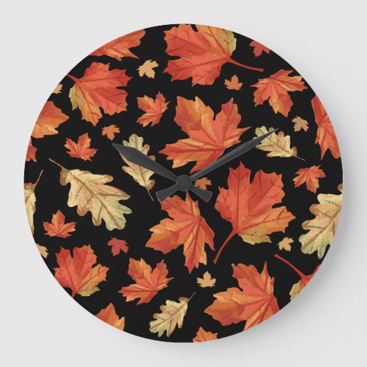 Fall Maple Blätter Erntedank Muster Große Wanduhr (Vorderseite)