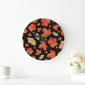 Fall Maple Blätter Erntedank Muster Große Wanduhr (Zuhause)