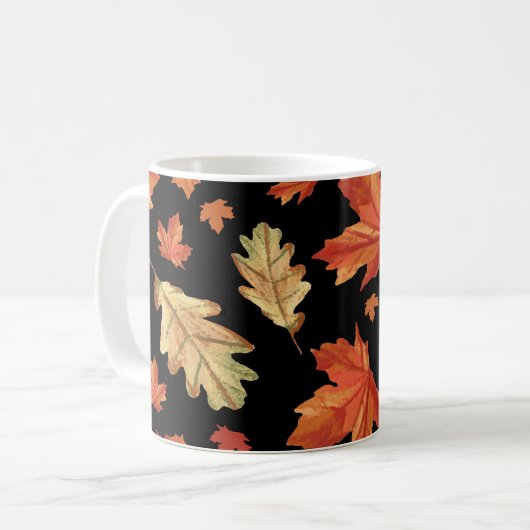 Fall Maple Blätter Erntedank Muster Kaffeetasse (Vorderseite Links)