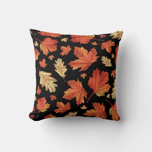 Fall Maple Blätter Erntedank Muster Kissen (Vorderseite)
